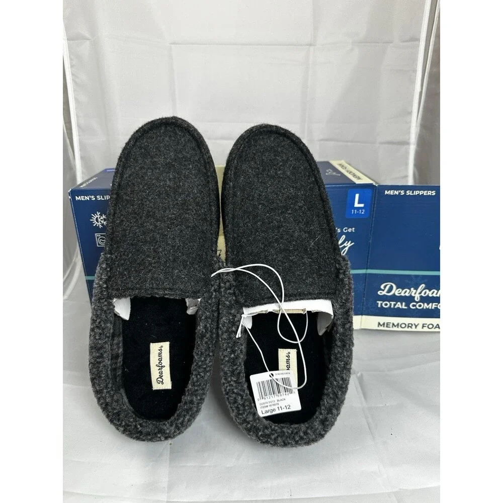 Dearfoams Mens' Size Large (11-12) Total Comfort Memory Foam Slipper, Black